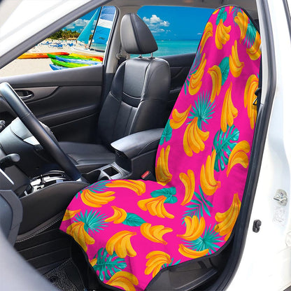 Pink Tropical Banana Pattern Print Waterproof Car Seat Cover