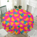 Pink Tropical Banana Pattern Print Waterproof Round Tablecloth