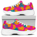 Pink Tropical Banana Pattern Print White Chunky Shoes