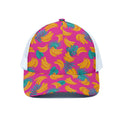 Pink Tropical Banana Pattern Print White Mesh Trucker Hat