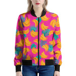 Pink Tropical Banana Pattern Print Women's Bomber Jacket