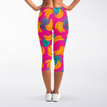 Pink Tropical Banana Pattern Print Women's Capri Leggings
