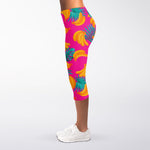 Pink Tropical Banana Pattern Print Women's Capri Leggings