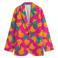 Pink Tropical Banana Pattern Print Women's Cotton Blazer
