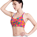 Pink Tropical Banana Pattern Print Women's Sports Bra