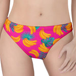 Pink Tropical Banana Pattern Print Women's Thong