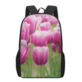 Pink Tulip Print 17 Inch Backpack