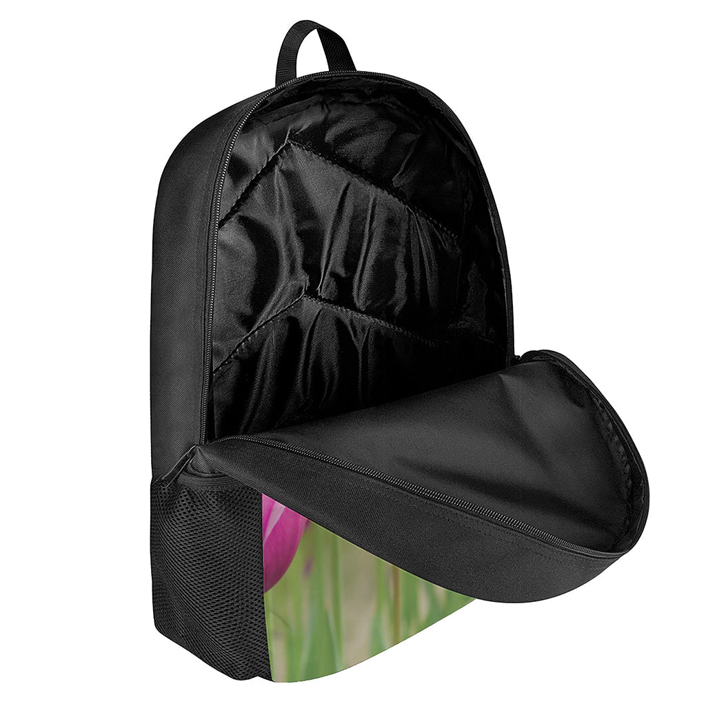 Pink Tulip Print 17 Inch Backpack