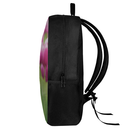 Pink Tulip Print 17 Inch Backpack