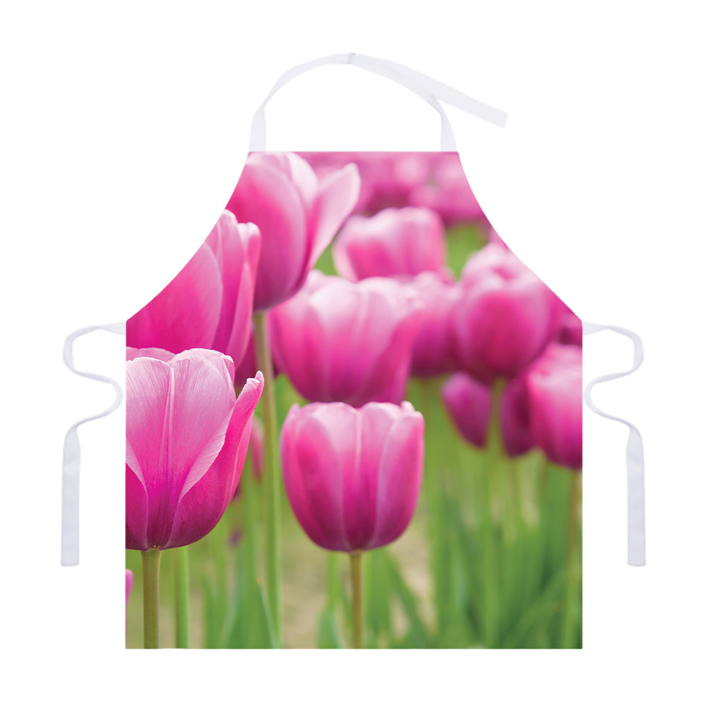 Pink Tulip Print Adjustable Apron