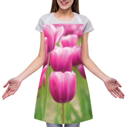 Pink Tulip Print Adjustable Apron