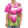 Pink Tulip Print Aloha Shirt