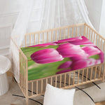 Pink Tulip Print Baby Crib Sheet
