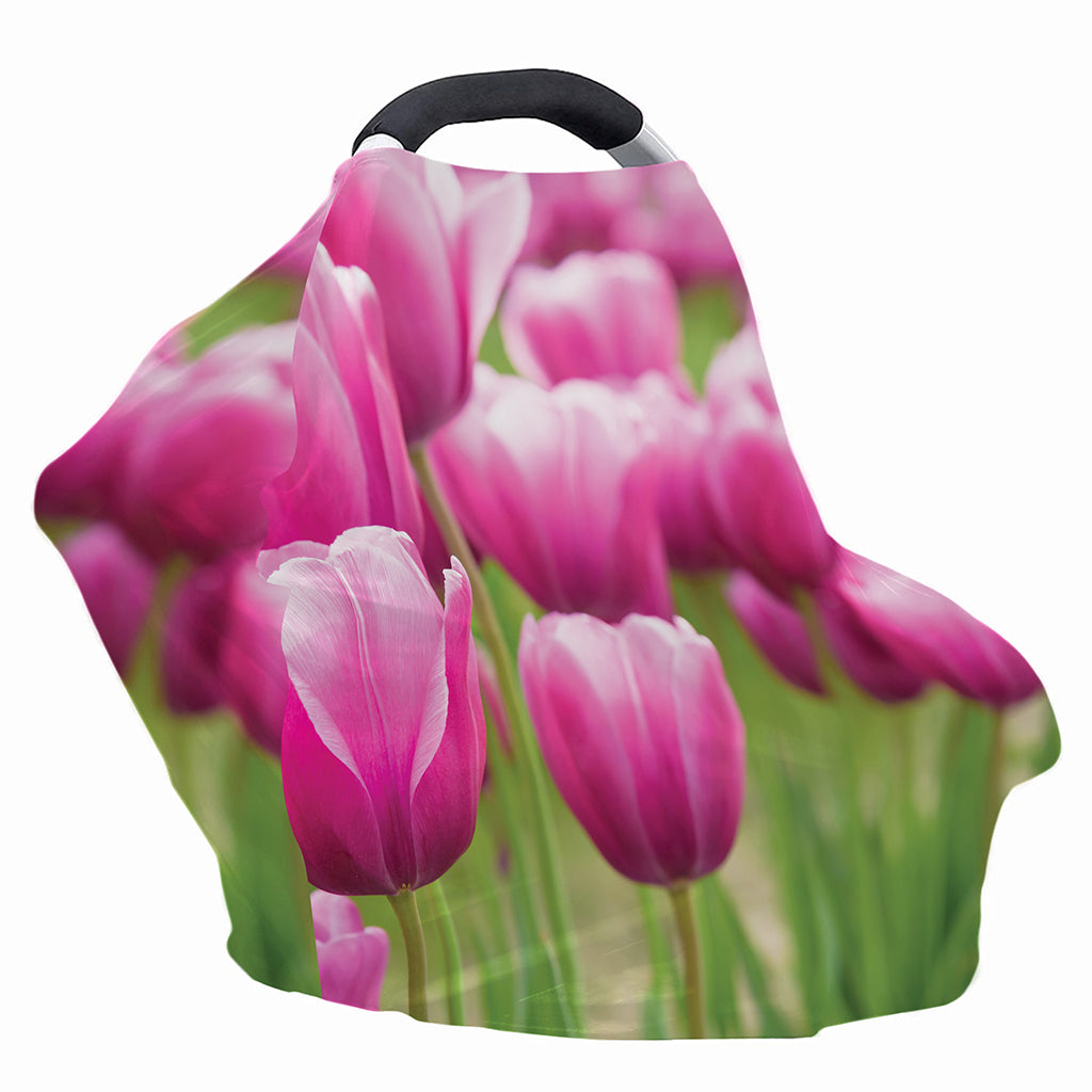 Pink Tulip Print Baby Seat Cover