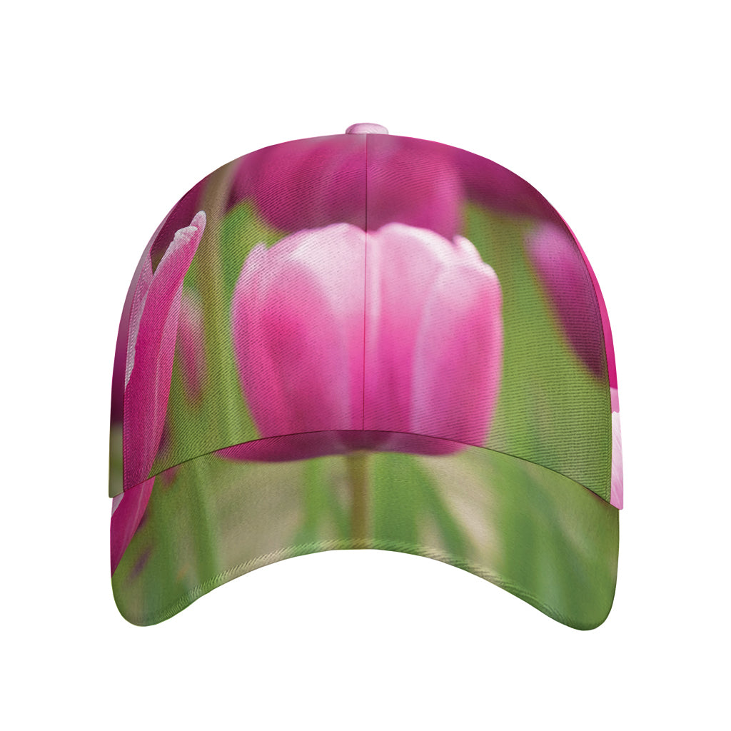 Pink Tulip Print Baseball Cap