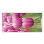 Pink Tulip Print Beach Towel