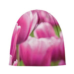 Pink Tulip Print Beanie