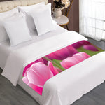 Pink Tulip Print Bed Runner