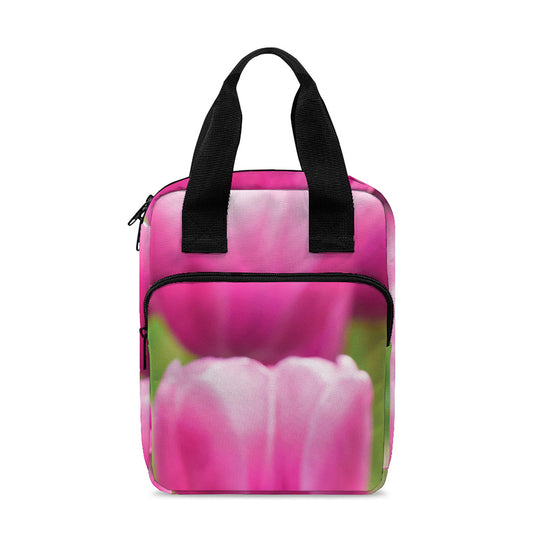 Pink Tulip Print Bible Tote Bag