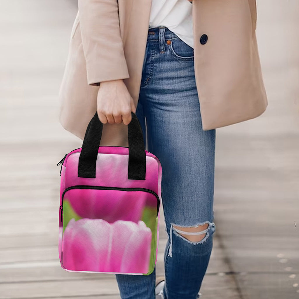 Pink Tulip Print Bible Tote Bag