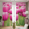 Pink Tulip Print Dimout Pencil Pleat Curtains
