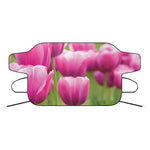 Pink Tulip Print Car Windshield Snow Cover