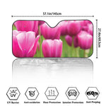 Pink Tulip Print Car Windshield Sun Shade