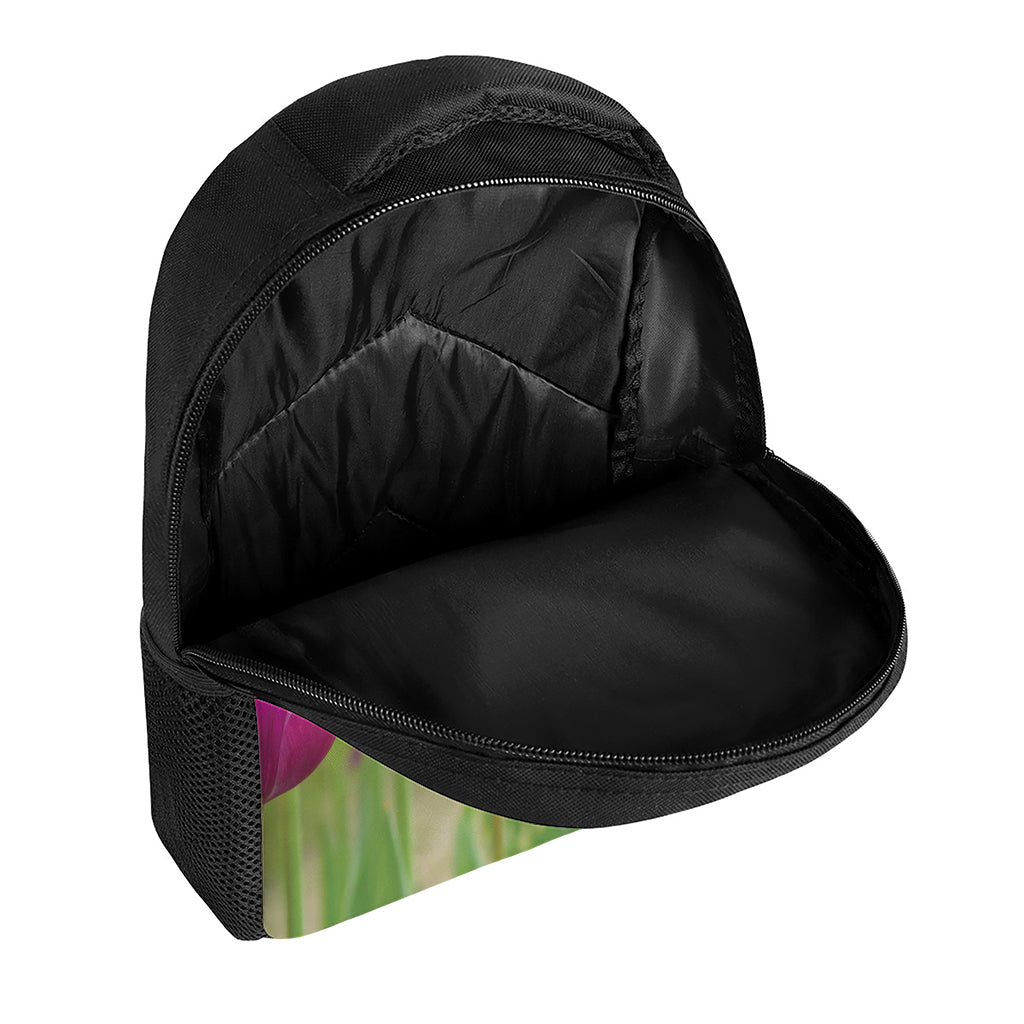 Pink Tulip Print Casual Backpack
