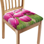 Pink Tulip Print Chair Cushion Cover
