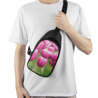 Pink Tulip Print Chest Bag