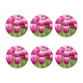 Pink Tulip Print Coaster Set