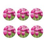 Pink Tulip Print Coaster Set