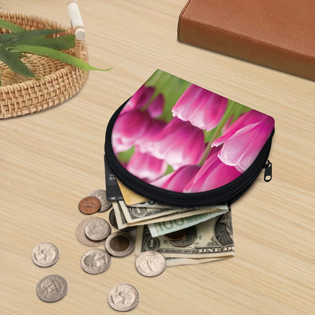 Pink Tulip Print Coin Purse