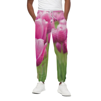 Pink Tulip Print Cotton Pants