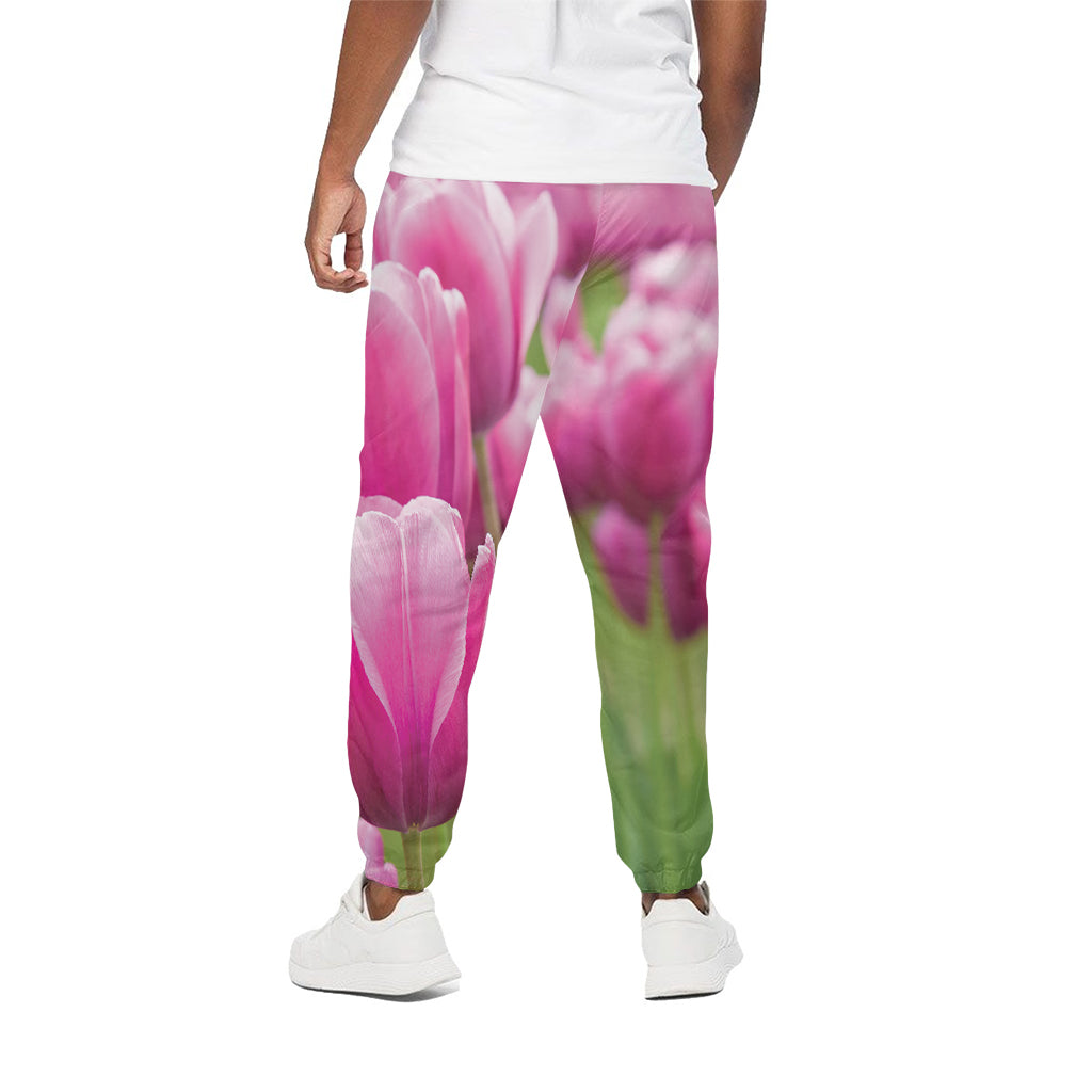 Pink Tulip Print Cotton Pants