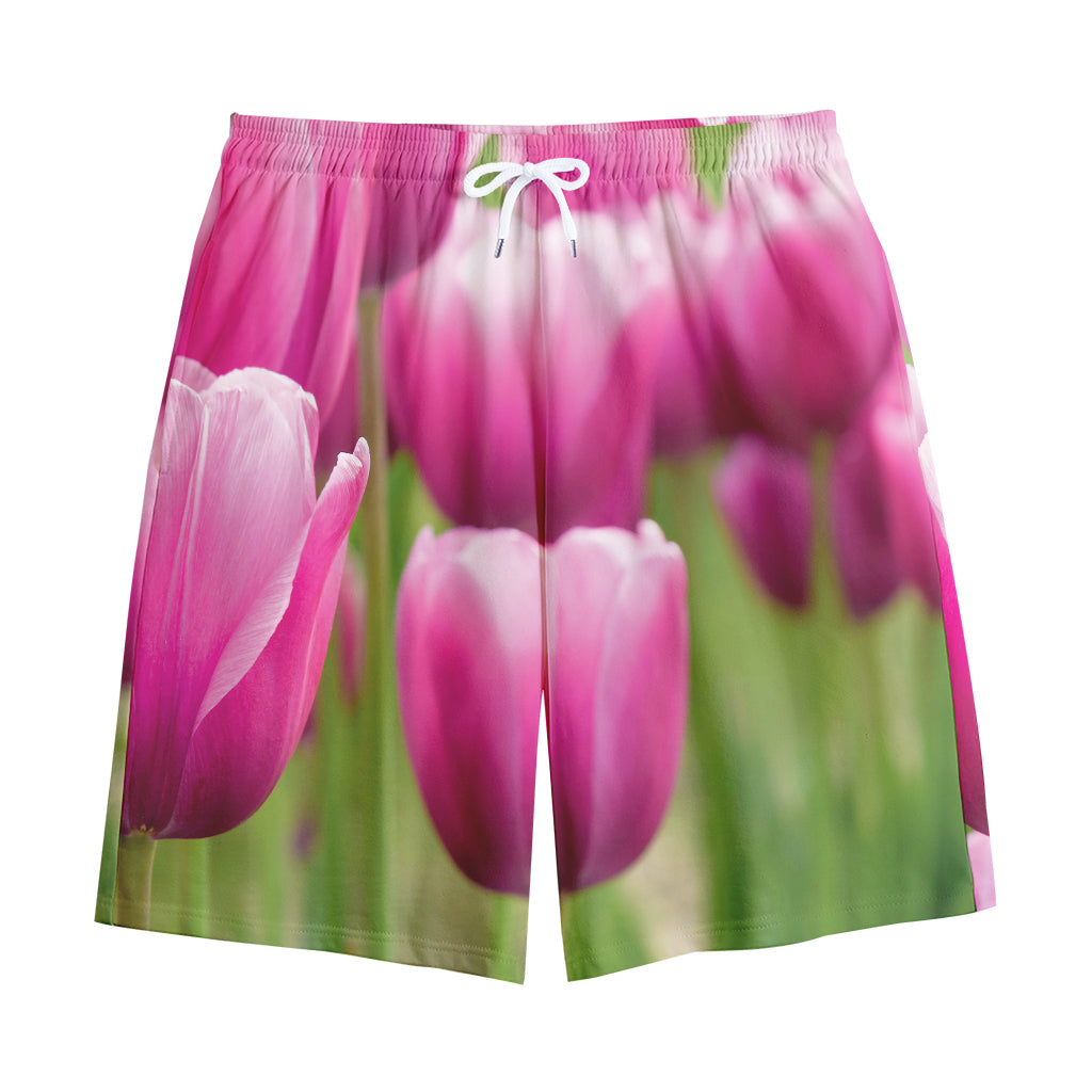 Pink Tulip Print Cotton Shorts