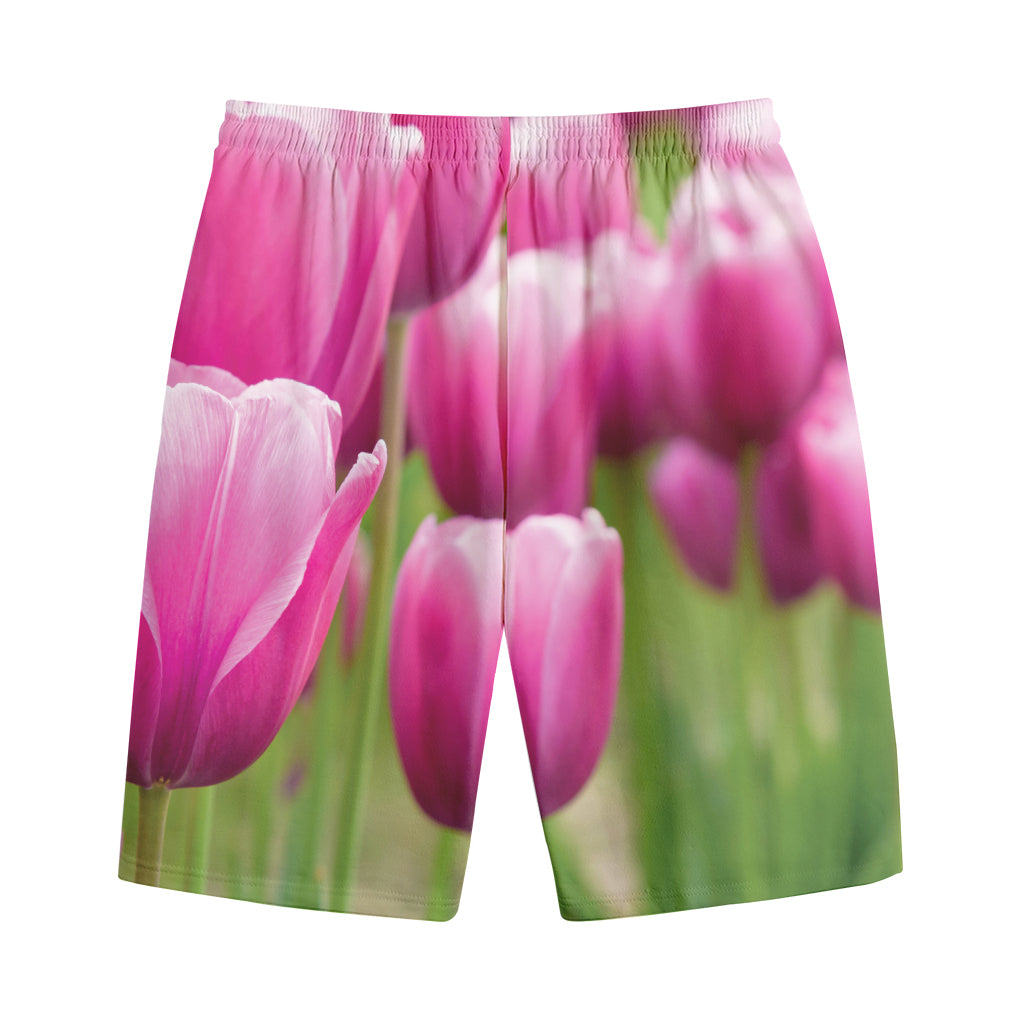 Pink Tulip Print Cotton Shorts