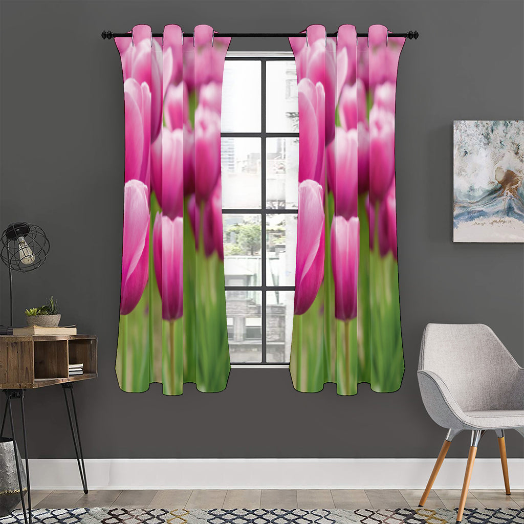 Pink Tulip Print Curtain