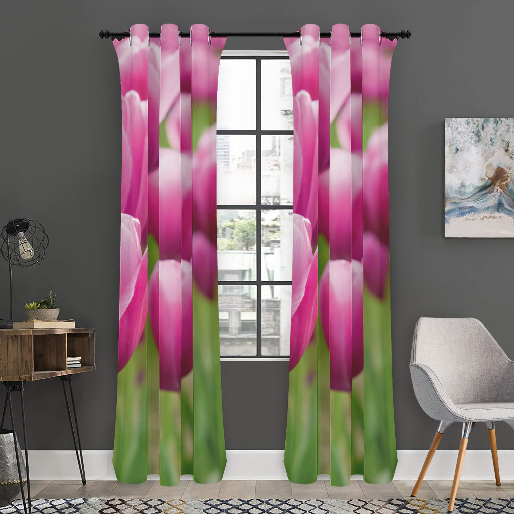 Pink Tulip Print Curtain