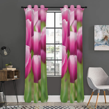 Pink Tulip Print Curtain