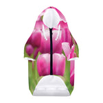 Pink Tulip Print Dog Zip Up Hoodie