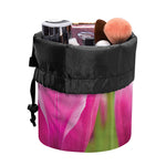 Pink Tulip Print Drawstring Makeup Bag