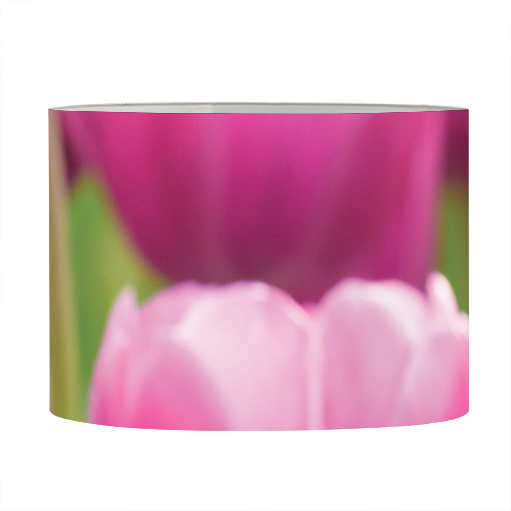 Pink Tulip Print Drum Lamp Shade