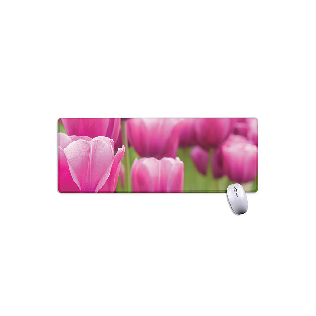 Pink Tulip Print Extended Mouse Pad