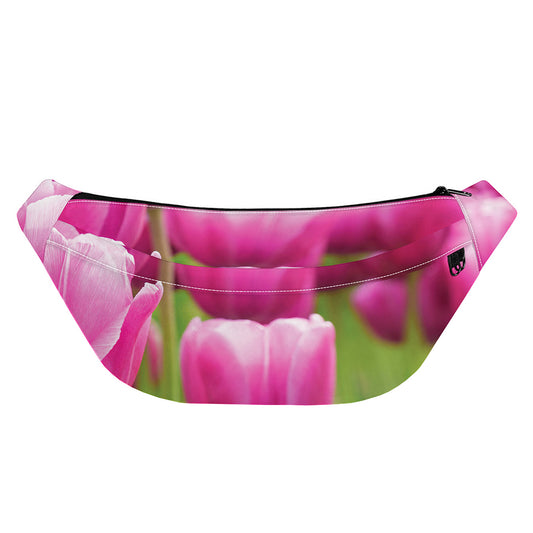 Pink Tulip Print Fanny Pack