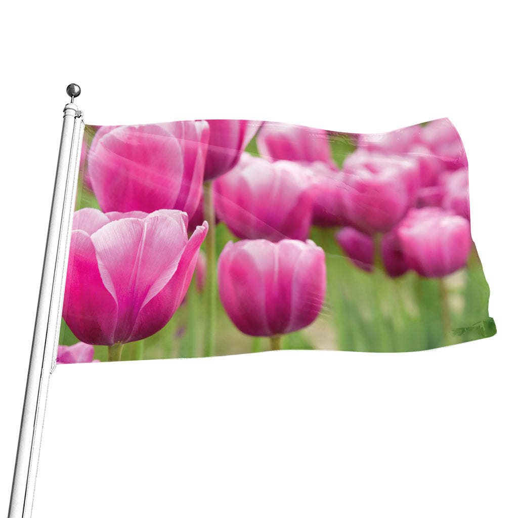 Pink Tulip Print Flag