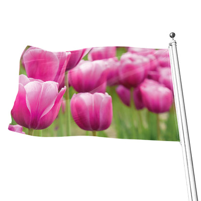 Pink Tulip Print Flag
