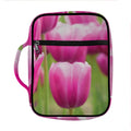 Pink Tulip Print Front Pocket Bible Bag