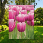 Pink Tulip Print Garden Flag