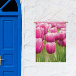 Pink Tulip Print Garden Flag